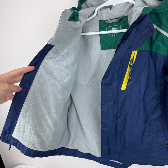 L.L. Bean Kids Lined Trail Model Wind and Rain Jacket Color Block S 4T - Picture 8 of 15